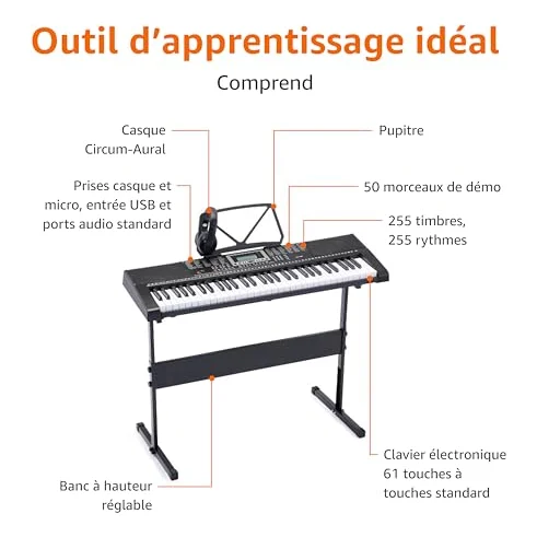 Autre vue du Clavier arrangeur Amazon Basics 61 touches
