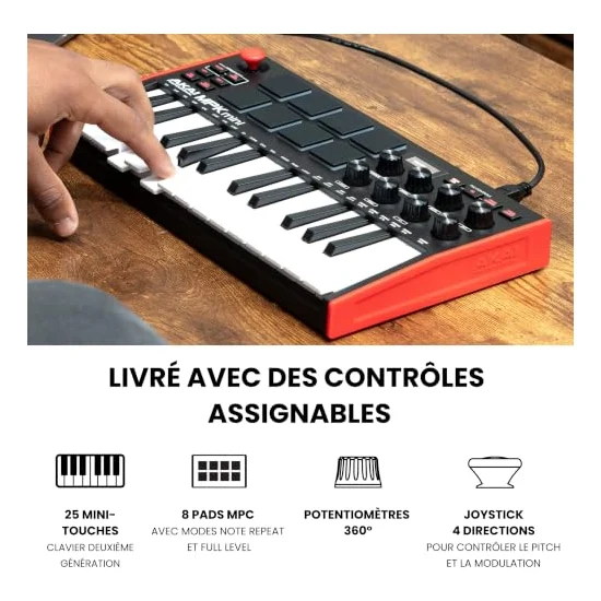 Autre vue du Clavier maître MIDI Akai Professional MPK Mini MK3
