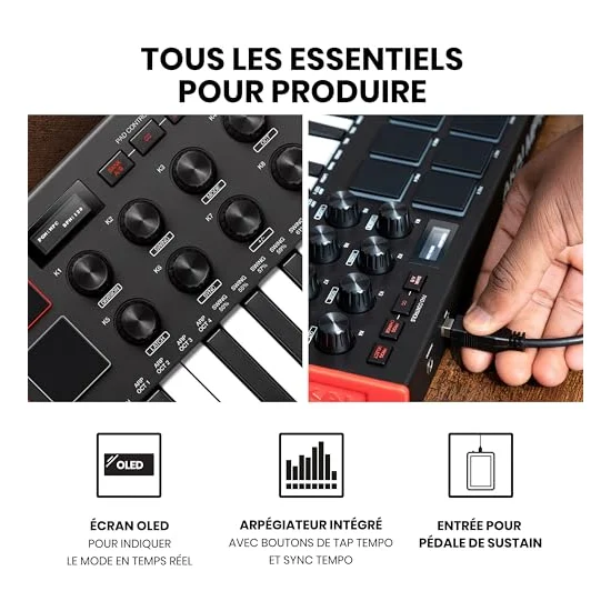 Autre vue du Clavier maître MIDI Akai Professional MPK Mini MK3