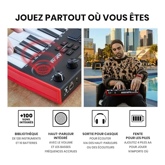 Autre vue du Clavier maître MIDI Akai Professional MPK Mini Play MK3