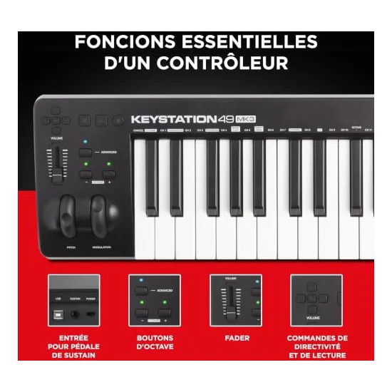 Autre vue du Clavier maître MIDI M-Audio Keystation 49 MK3