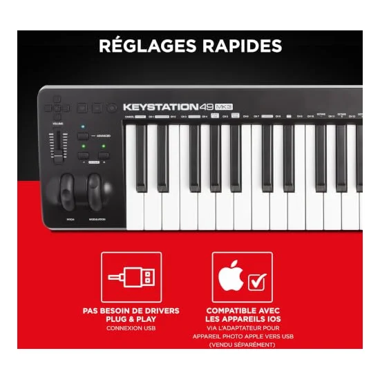 Autre vue du Clavier maître MIDI M-Audio Keystation 49 MK3