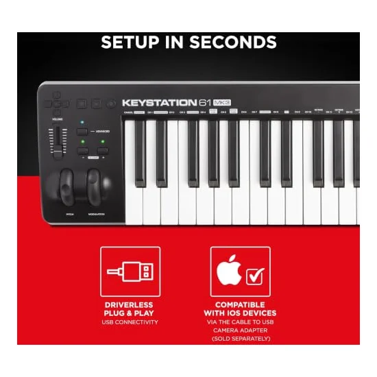 Autre vue du Clavier maître MIDI M-Audio Keystation 61 MK3