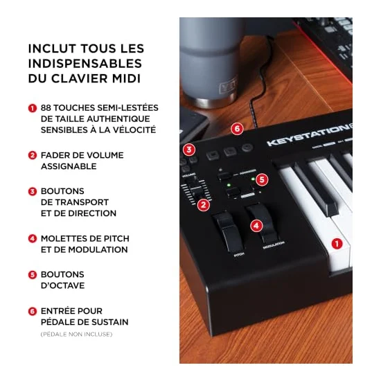Autre vue du Clavier maître MIDI M-Audio Keystation 88 MK3