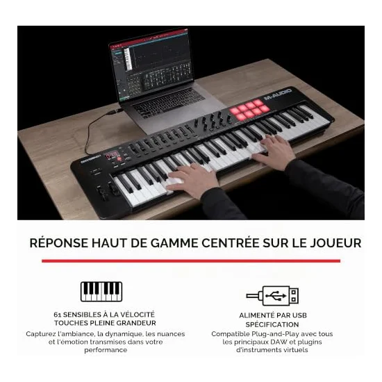 Autre vue du Clavier maître MIDI M-Audio Oxygen 61 MKV
