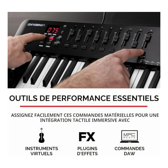 Autre vue du Clavier maître MIDI M-Audio Oxygen 61 MKV