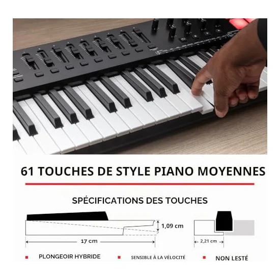 Autre vue du Clavier maître MIDI M-Audio Oxygen 61 MKV