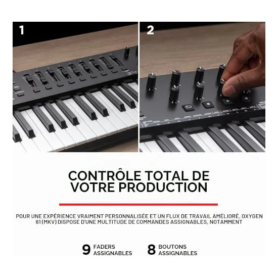 Autre vue du Clavier maître MIDI M-Audio Oxygen 61 MKV