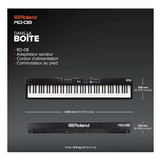 Autre vue du Piano de scène Roland RD-08