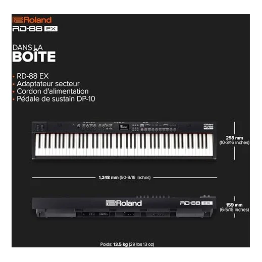 Autre vue du Piano de scène Roland RD-88 EX
