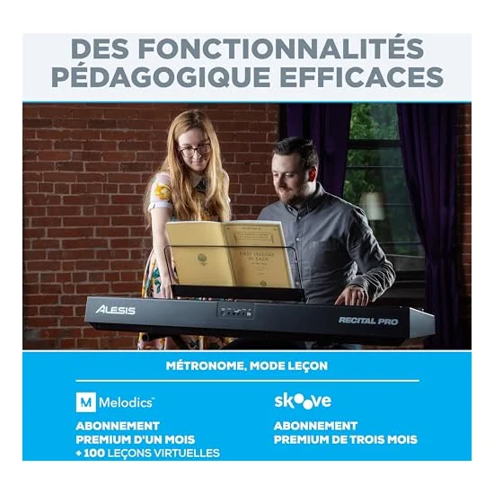 Autre vue du Piano numérique portable Alesis Recital Pro