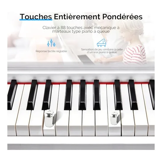 Autre vue du Piano numérique à meuble Bonnlo 88 touches pondérées