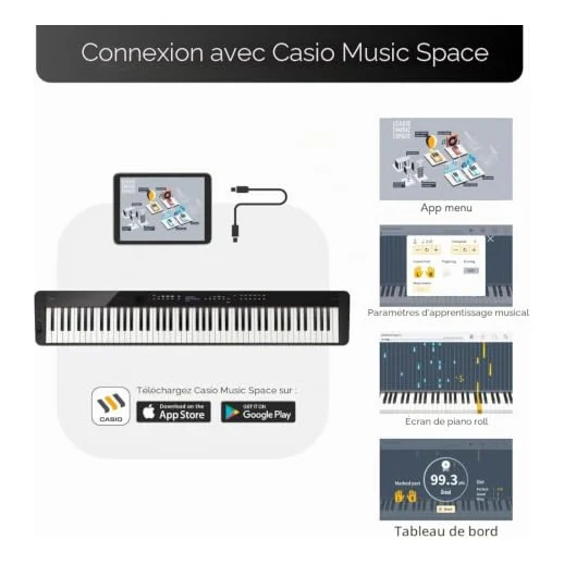 Autre vue du Piano numérique portable Casio Privia PX-S3100