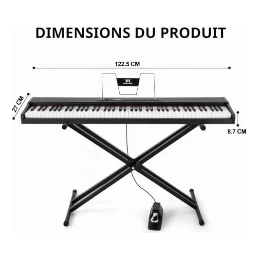 Autre vue du Piano numérique portable Mustar 88 touches