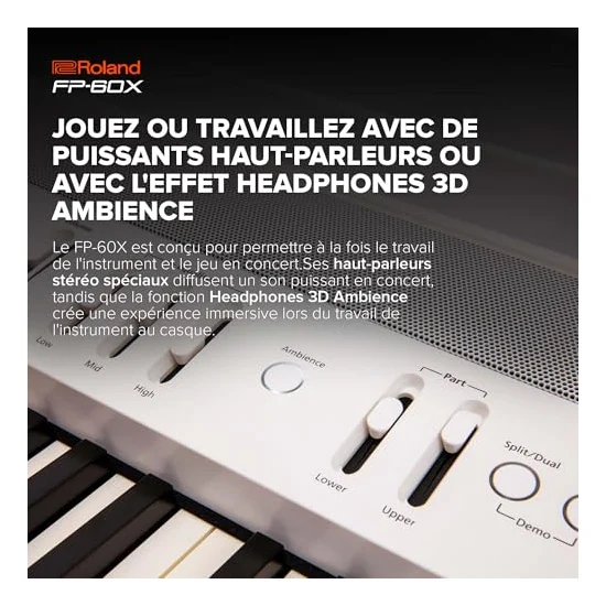 Autre vue du Piano numérique portable Roland FP-60X