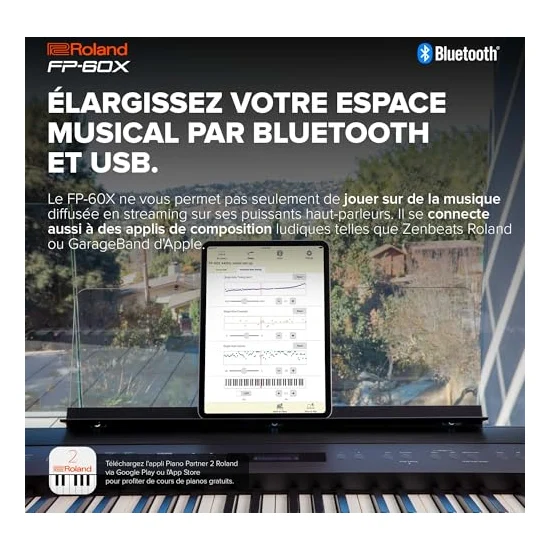 Autre vue du Piano numérique portable Roland FP-60X