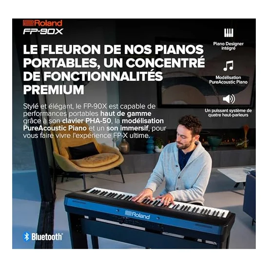 Autre vue du Piano numérique portable Roland FP-90X