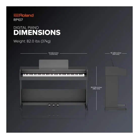 Autre vue du Piano numérique à meuble Roland RP107