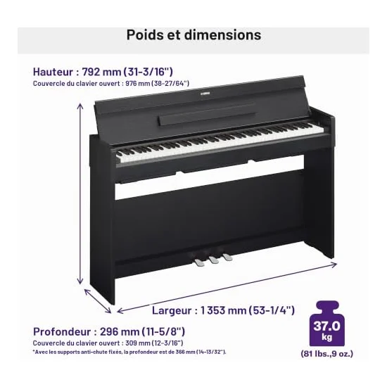 Autre vue du Piano numérique à meuble Yamaha Arius YDP-S35