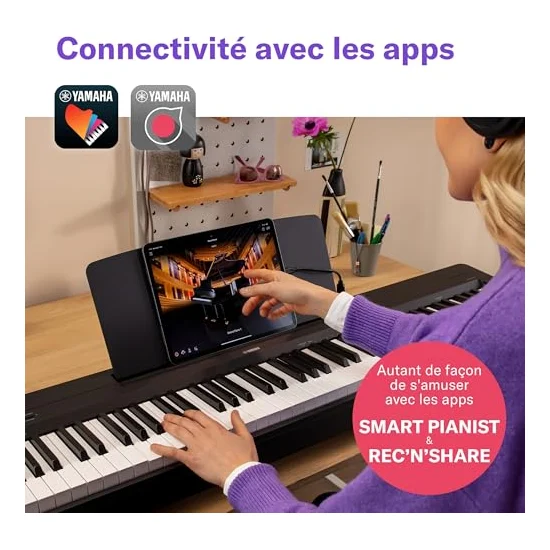 Autre vue du Piano numérique portable Yamaha P-145BT