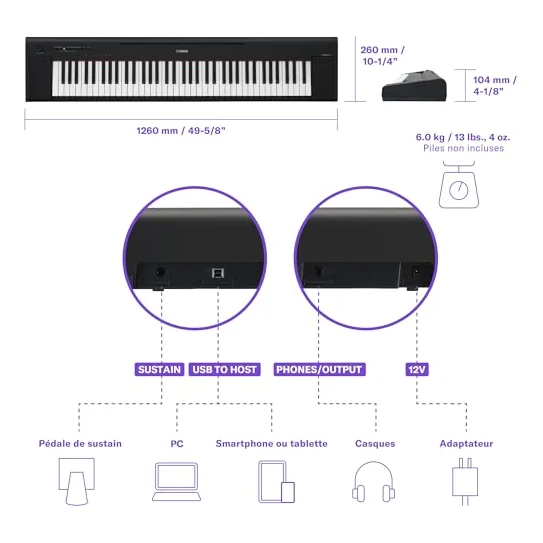 Autre vue du Piano numérique portable Yamaha Piaggero NP-35